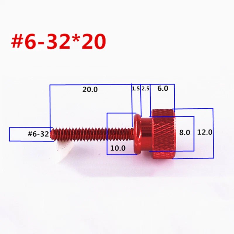 6 - 32 UNC Flat Head Knurled Thumb Screws – Aluminum Alloy, 10mm / 20mm Lengths - HomeDIYer
