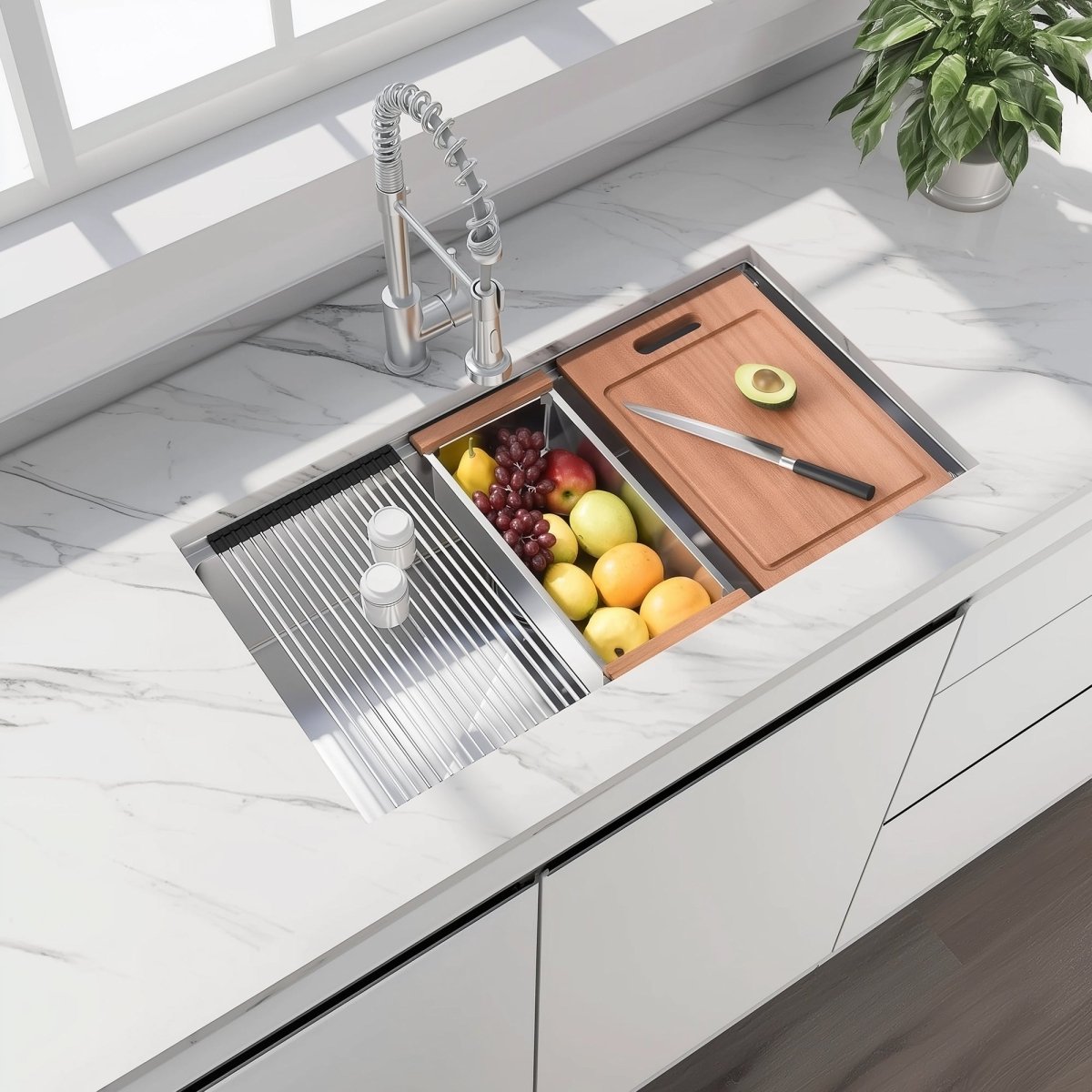 33 Undermount Workstation Sink - 33 x 19 Inch Undermount Stainless Steel Kitchen Sink 18 Gauge, Handmade R10 Radius 10 Inch Deep Undermount Single Bowl Sink with Accessories - HomeDIYer
