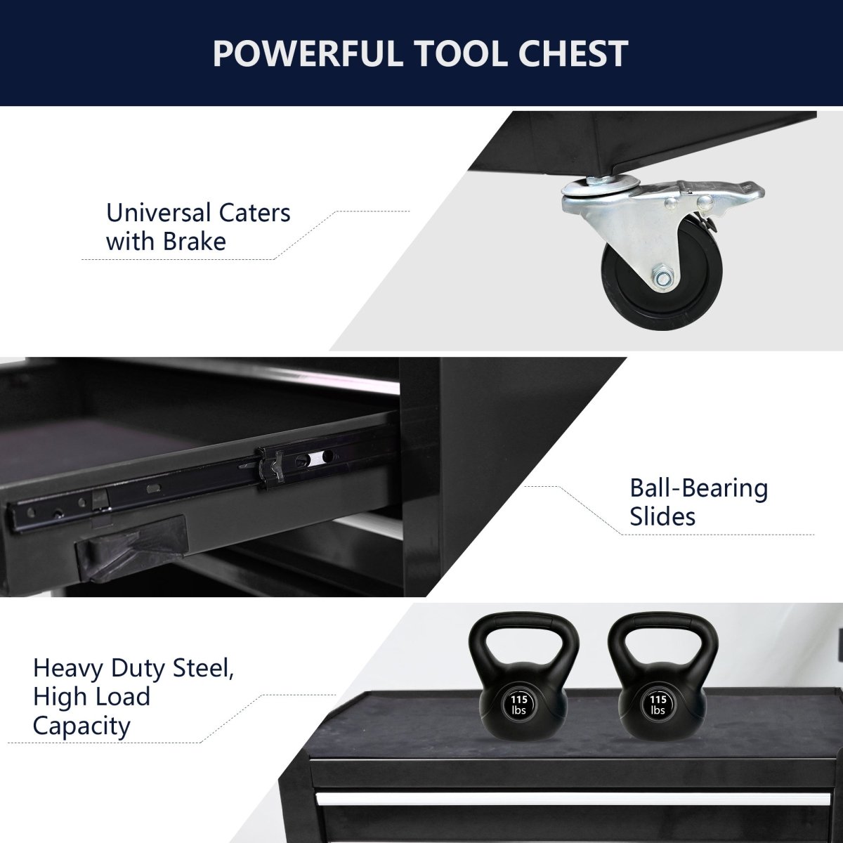 4 Drawers Multifunctional Tool Cart With Wheels - Black - HomeDIYer