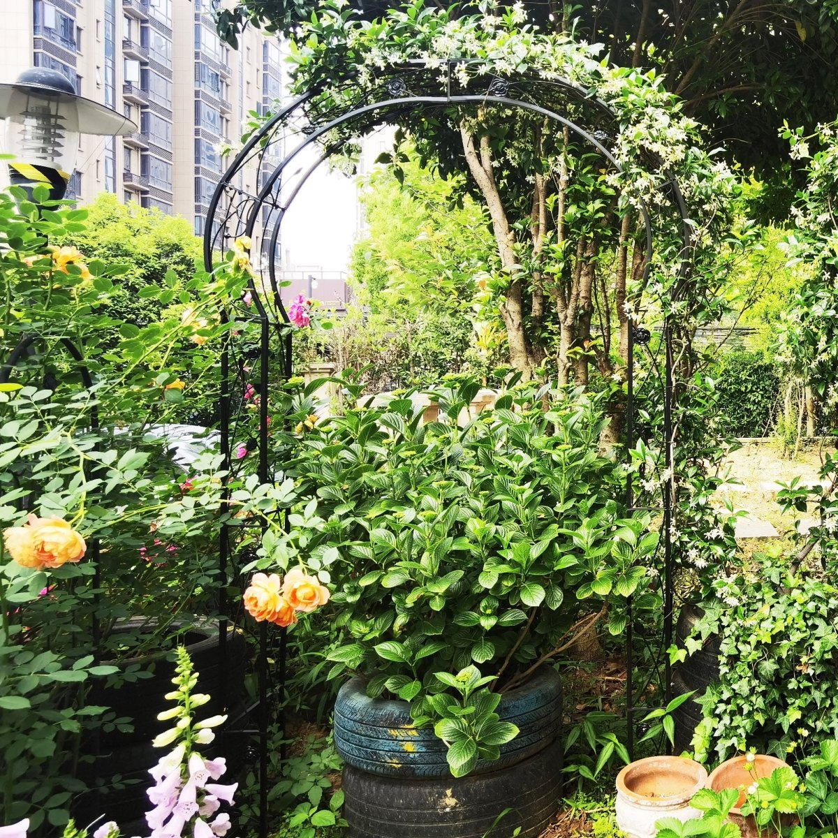 Metal Garden Arch Assemble Freely with 8 Styles Garden Arbor Trellis Climbing Plants Support Rose Arch Black - HomeDIYer