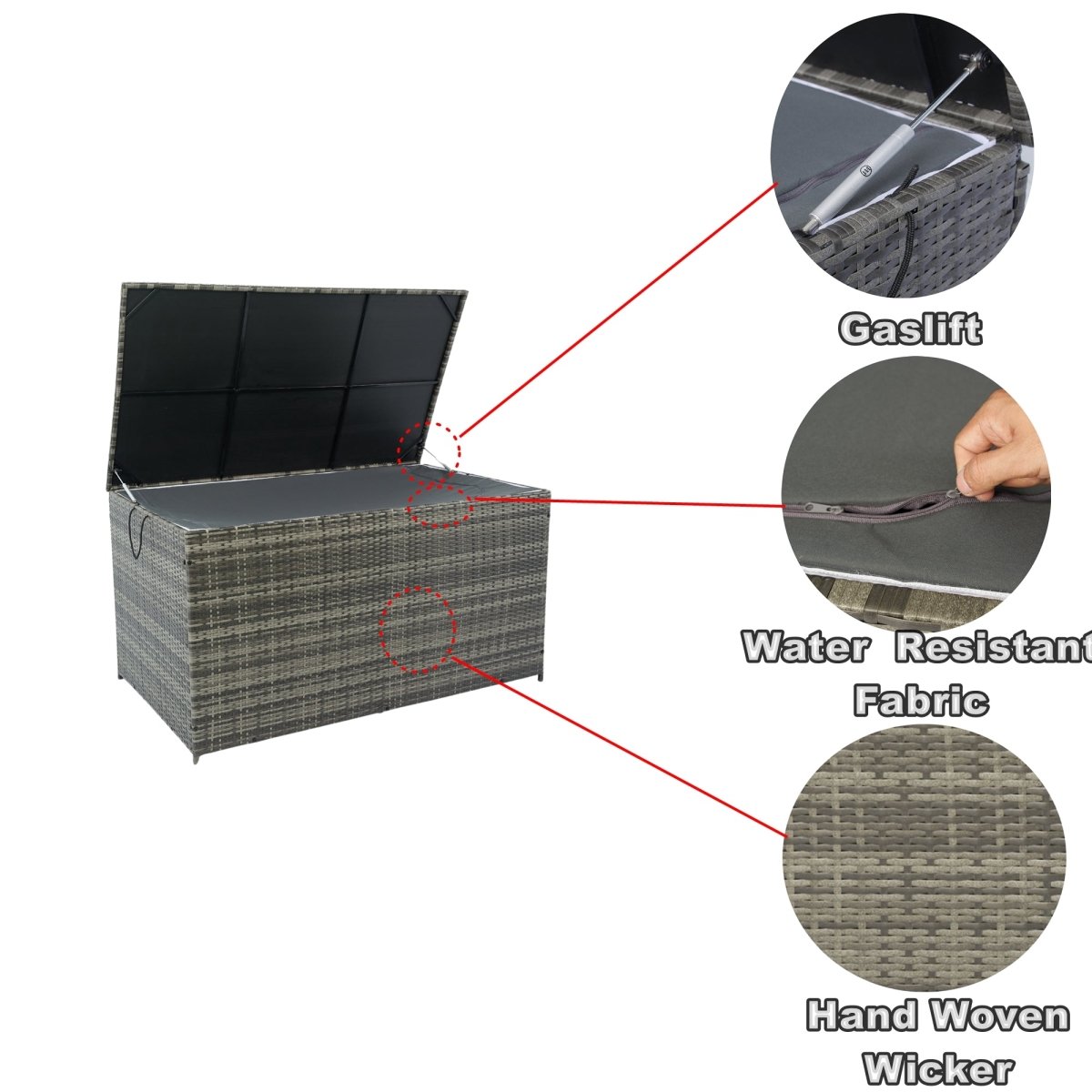 200 Gallon Wicker Deck Box - Waterproof Outdoor Storage with Convertible Tabletop - HomeDIYer