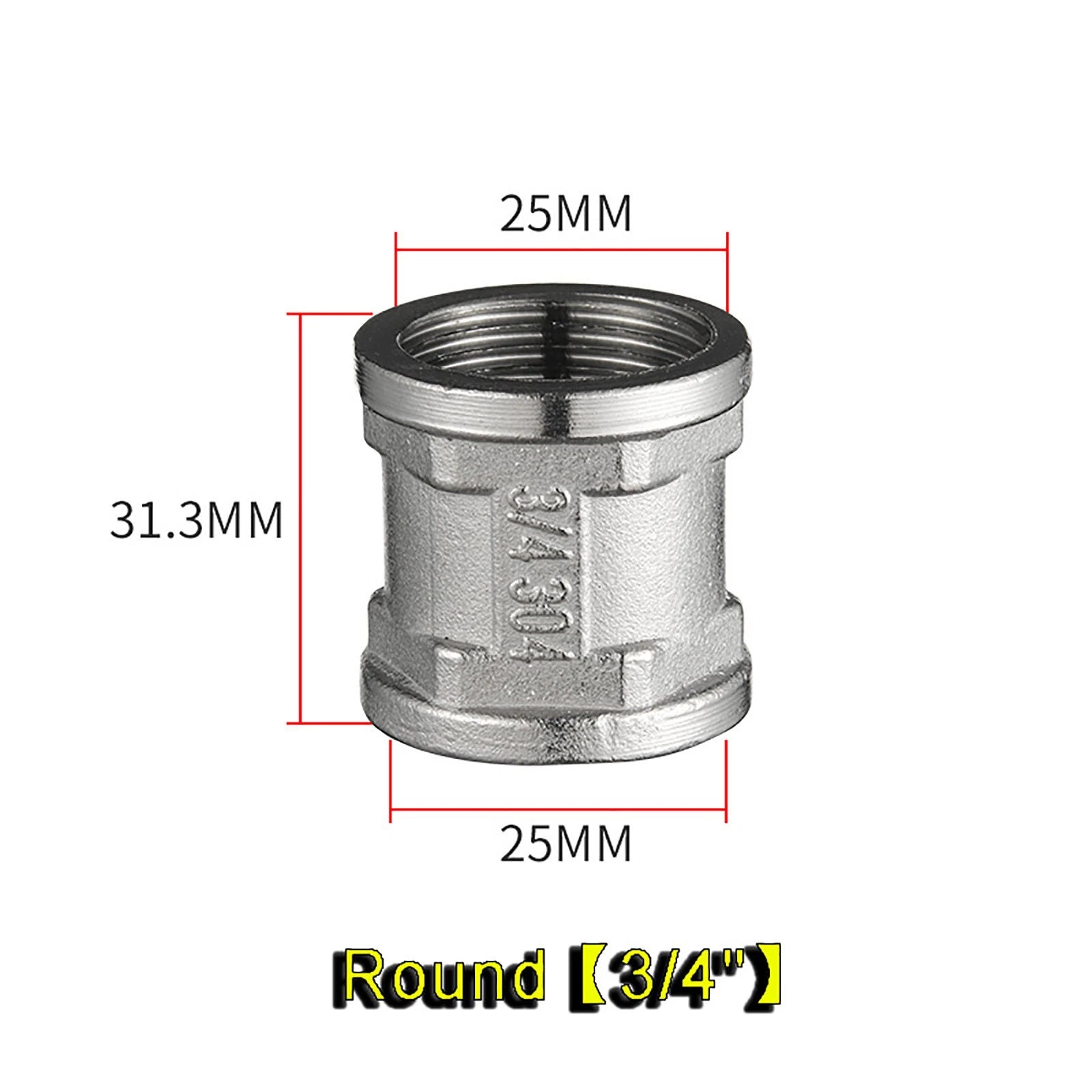 201 Stainless Steel Pipe Fittings — Female Socket Coupler Adapters (1/2", 3/4", 1")
