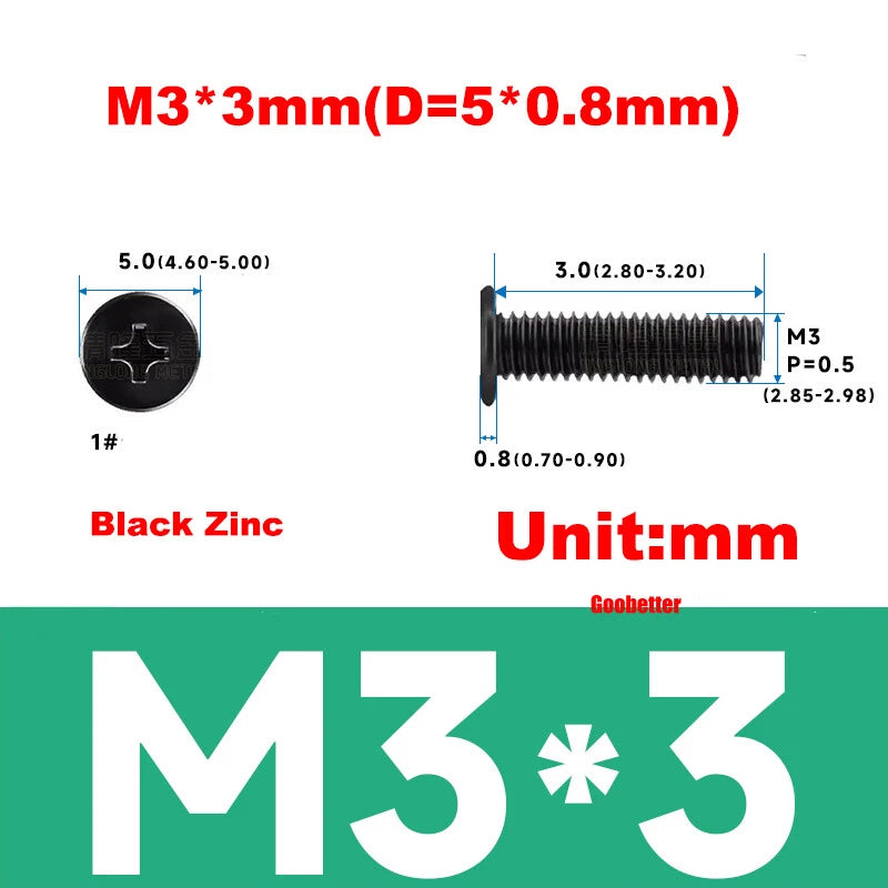 M3 Ultra Thin Wafer Flat Head Phillips Screws – Super Low Profile for Laptops & Electronics (3–6.5mm Thread Lengths)