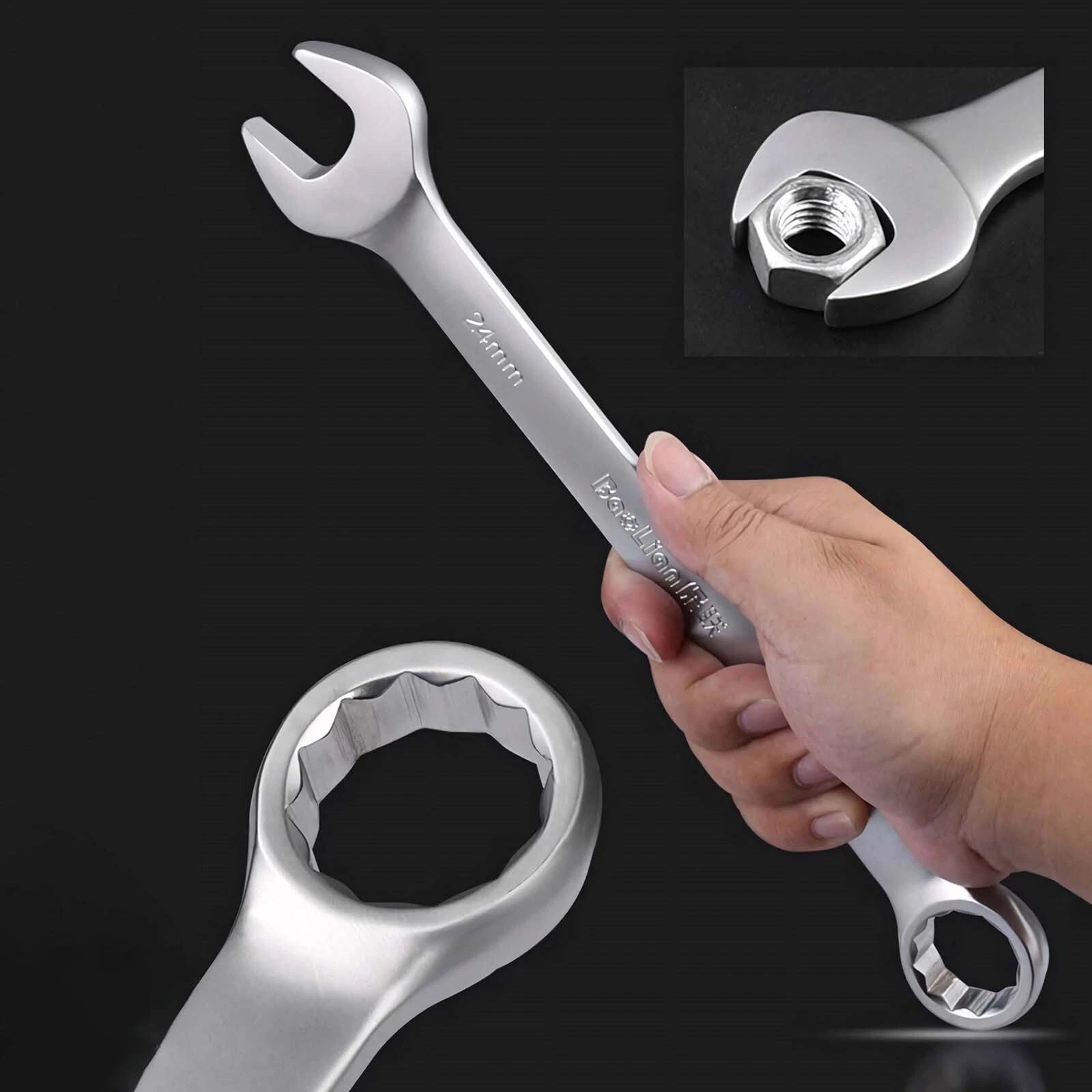 Matt Combination Wrench Set Ignition Spanner Steel Tools Metric SAE 6MM-50MM