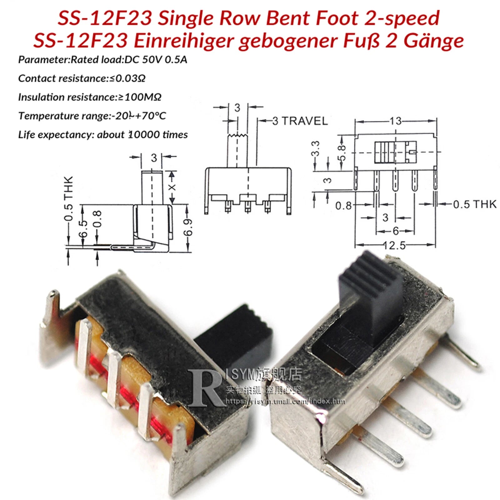 Mini Slide Switch PCB Mount — SS / SK / MSS / MSK Series, 3–8 Pin, 2mm–6mm Handle, Single & Double Row