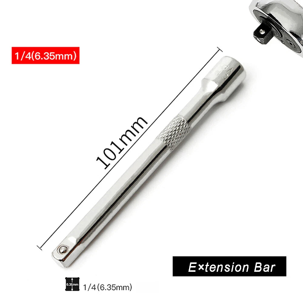 1/4" 3/8" 1/2" Ratchet Wrench Socket Adaptor - Extension Bar 52/76/101/150/250mm