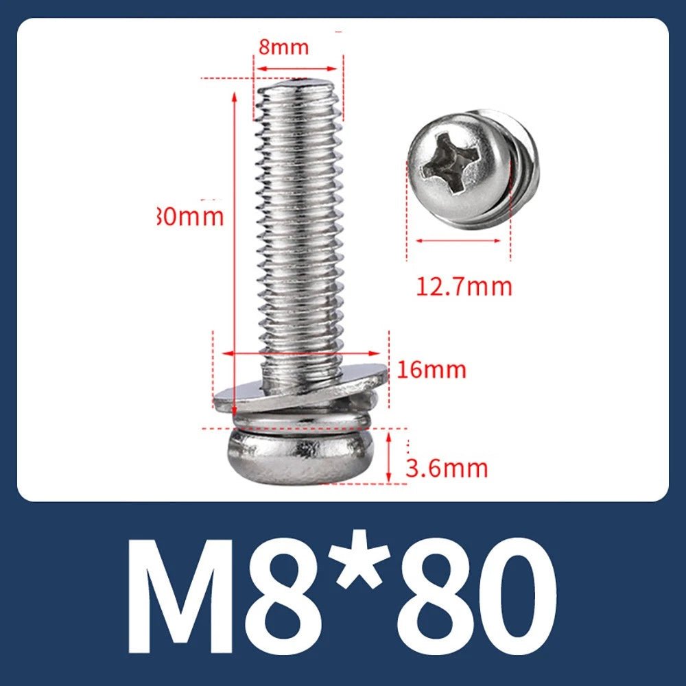 M2–M10 Phillips Button Head Machine Screws — 304 Stainless Steel - HomeDIYer
