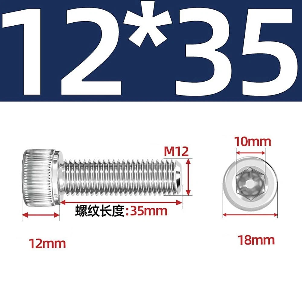 Socket Head Cap Screws – A2 Stainless Steel, M6 to M24, Hex Drive (DIN 912)