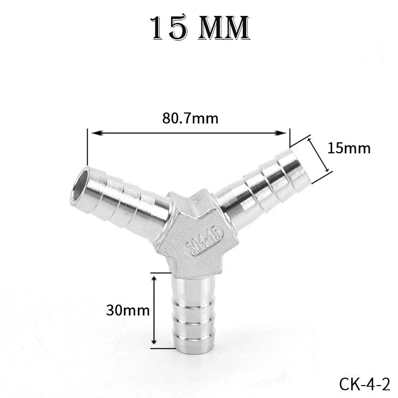 Y Piece Hose Joiner – Stainless Steel Barbed Connector for Air, Fuel & Water Lines