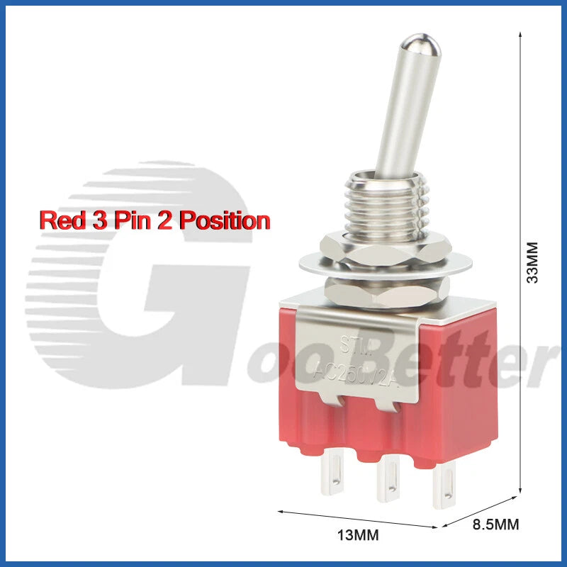 DPDT Mini Toggle Switch – 2 or 3 Position, 6-Pin, 125V/250V | Boat, Car & DIY