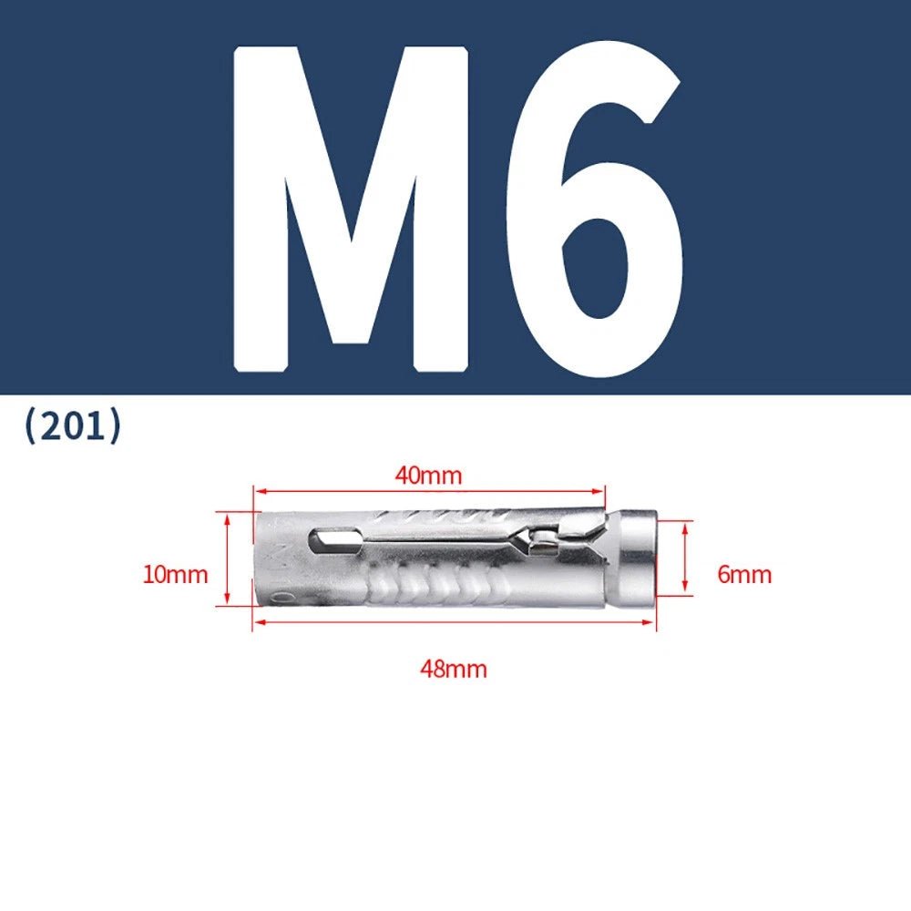 Stainless Steel Expansion Tube Bolts M6 M8 M10 M12 | 201 & 304 | 48mm–63mm - HomeDIYer