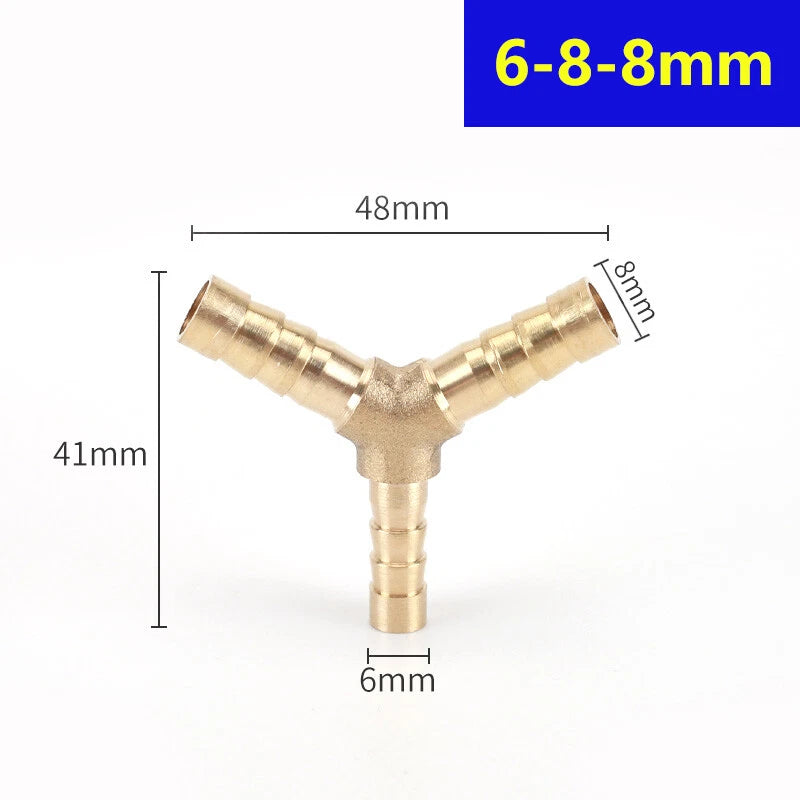 Brass Hose Tail Y-Piece Reducer Connector — Air Water Gas Fuel Pipe Fitting