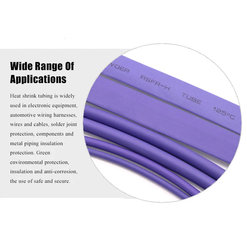 Purple Heat Shrink Tubing 2:1 — φ1.5mm to φ50mm | Electrical Wire Sleeve