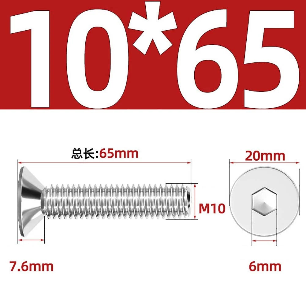 Countersunk Hex Socket Screws – A2 Stainless Steel, M2 to M16, DIN 7991, Fully Threaded