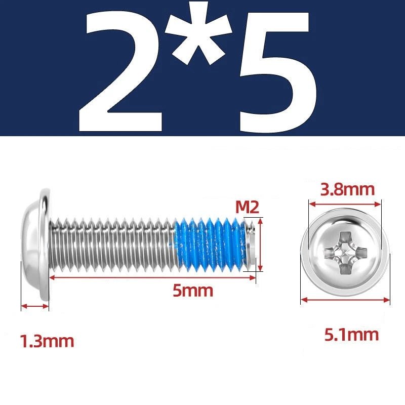 A2 Stainless Steel Phillips Flanged Button Head Machine Screws — M2 to M6, Built - In Washer Face - HomeDIYer