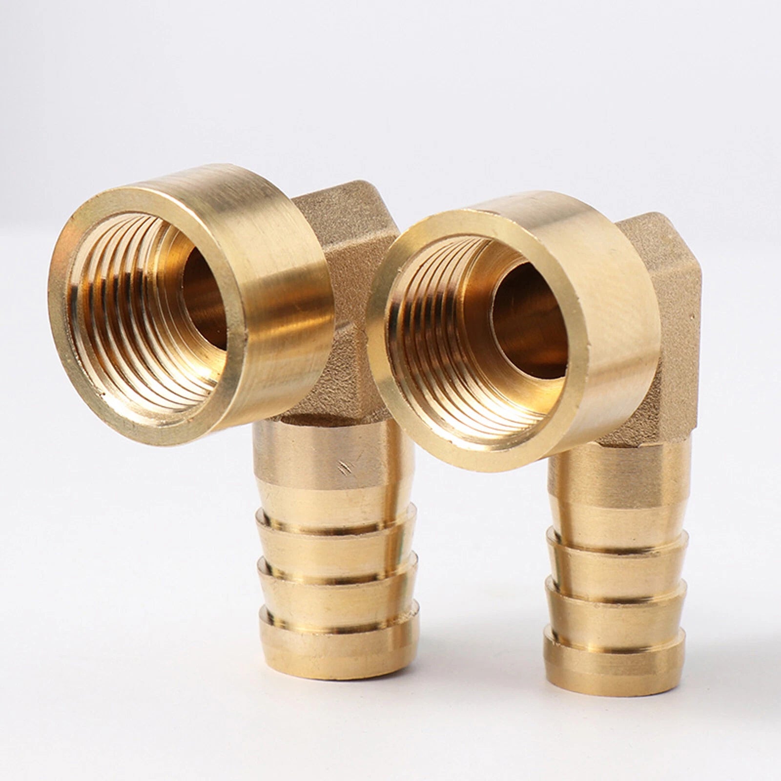 Brass 90° Elbow Barbed Hose Tail Fitting — Male & Female NPT Thread, Air Water