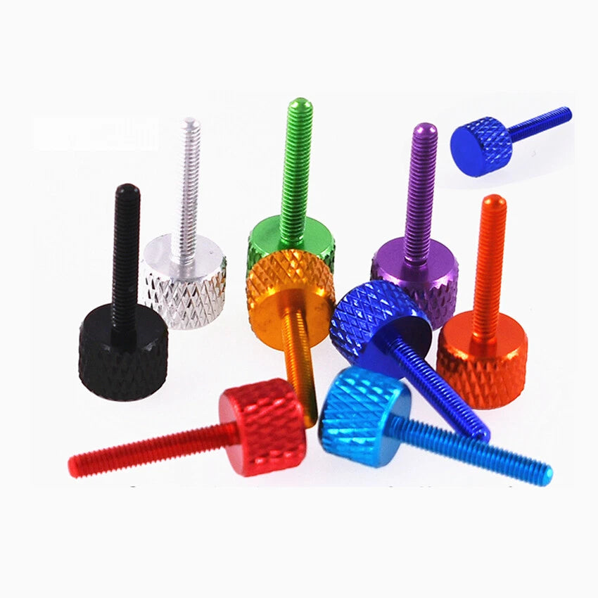 M2.5 Knurled Thumb Screws – Aluminium Colourful Hand Grip Bolts for PC & DIY