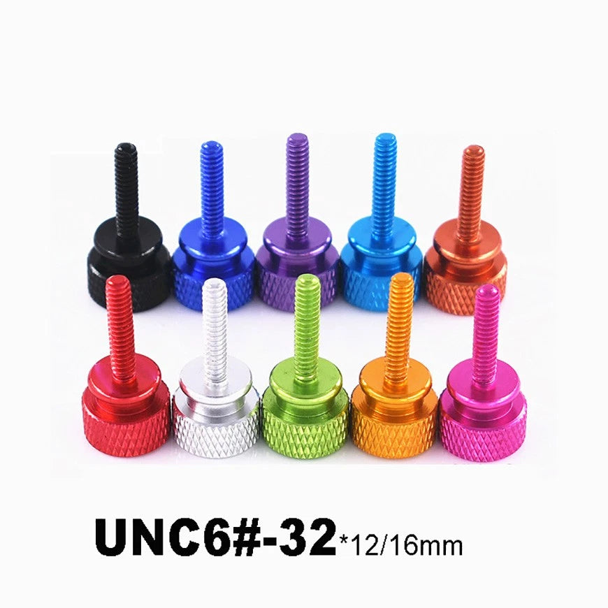 UNC #6-32 Aluminium Anodised Knurled Thumb Screws — 12mm & 16mm, 10 Colors