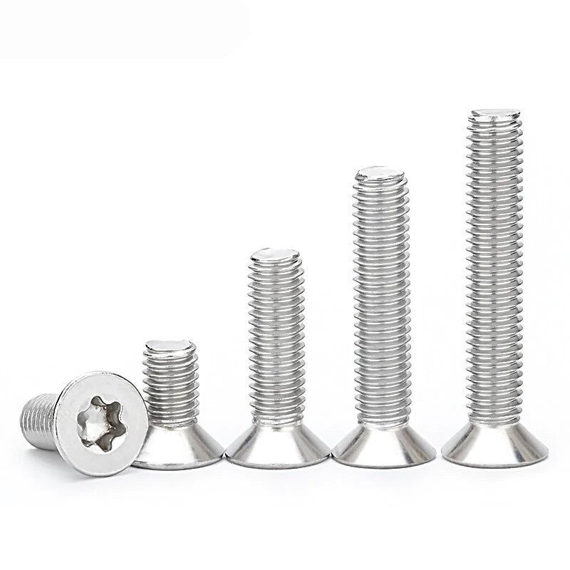 M10 M12 Countersunk Torx Machine Screws – A2 Stainless Steel, DIN 965, Fully Threaded (16–100mm Overall Length)