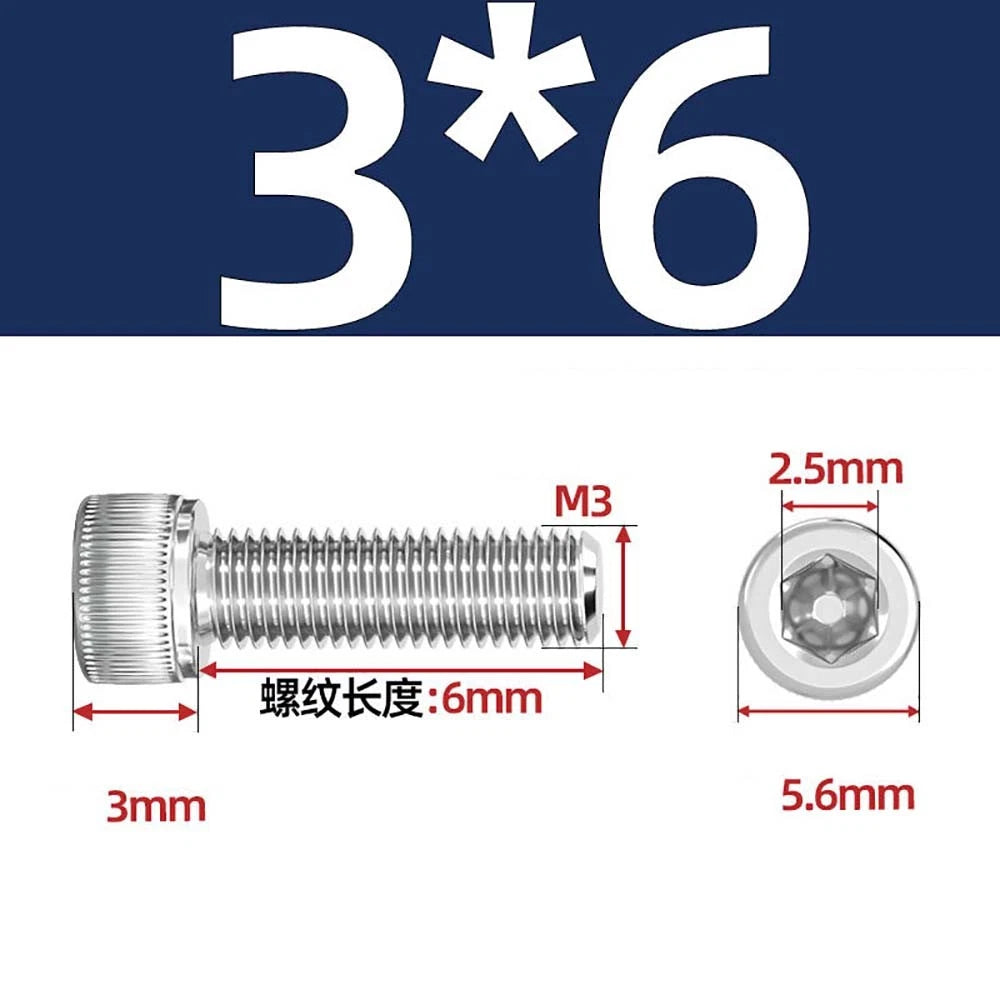 M3 M4 M5 Socket Head Cap Screws – A2 Stainless Steel, High Strength & Corrosion Resistant