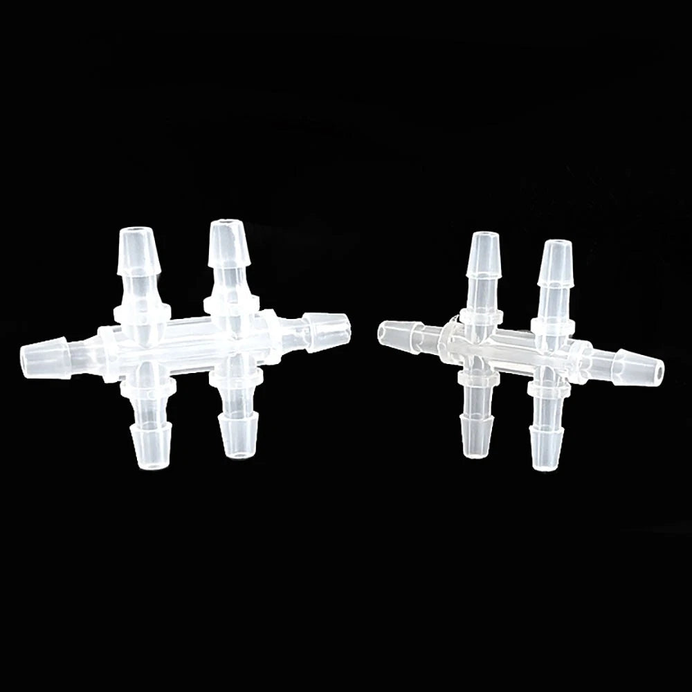 6-Way Plastic Barbed Hose Connector — Pipe Splitter Tubing Fitting (3.9mm–7.9mm)