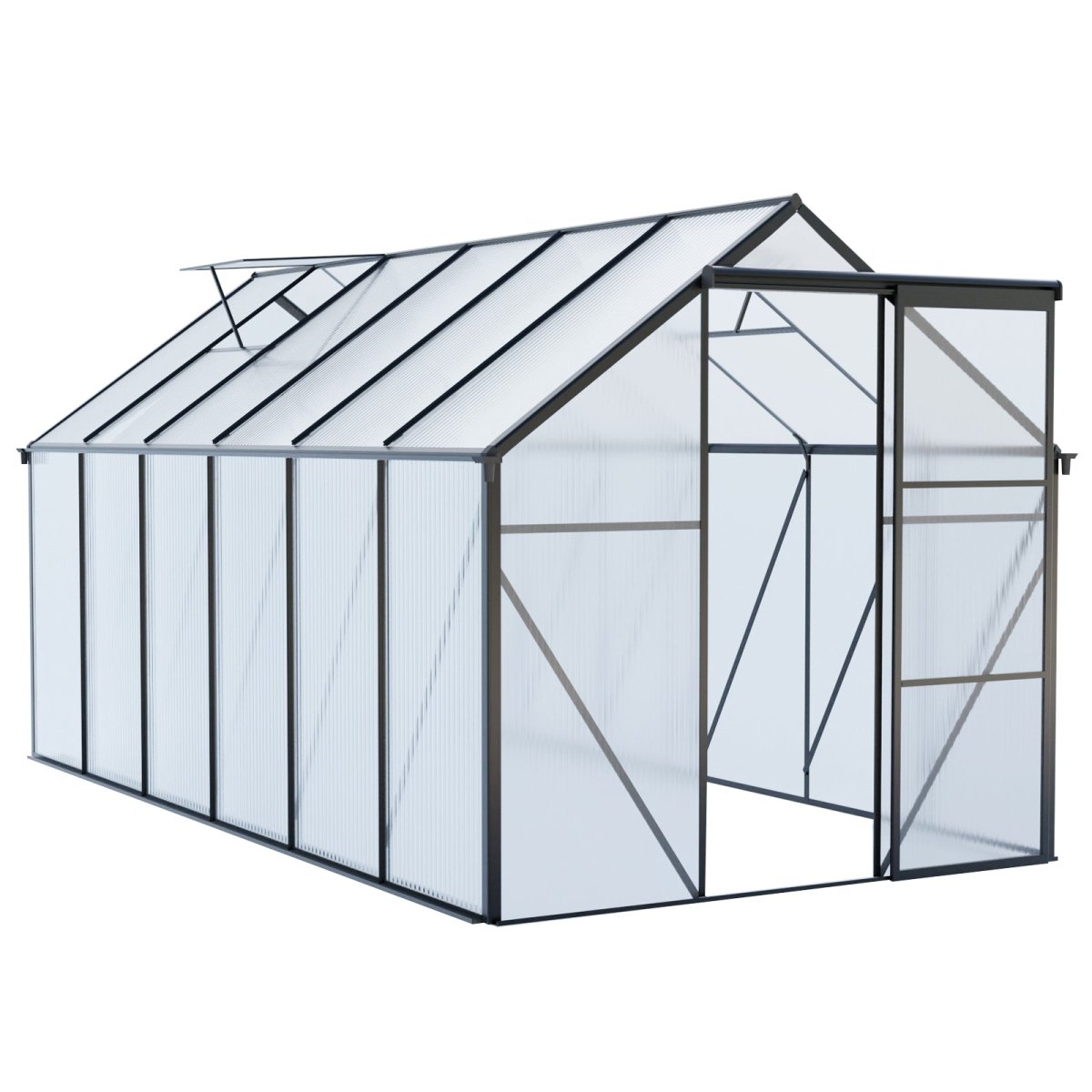 6x12 FT Polycarbonate Greenhouse Raised Base and Anchor Aluminum Heavy Duty Walk - in Greenhouses for Outdoor Backyard in All Season,Black - HomeDIYer