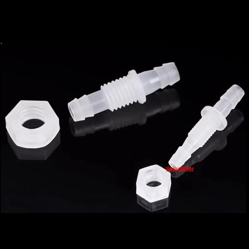 Plastic Barbed Hose Reducer Connector — Straight Thread Joiner for Air & Water Tube