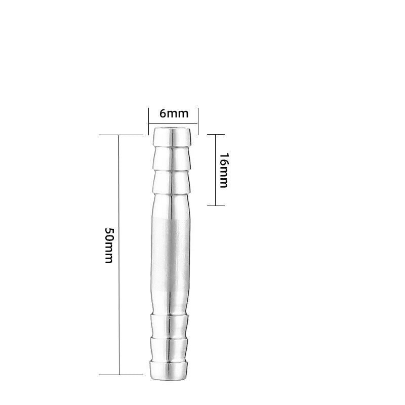 A2 Stainless Steel Straight Hose Joiner Barbed Connector — Sizes 6mm–41mm