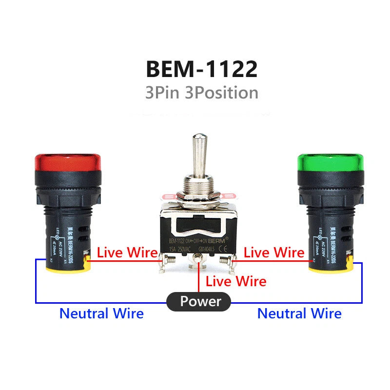 Waterproof Toggle Switch BERM Series — 15A 250V, 2/3 Position, 2–6 Pin, Latching & Momentary, Car Boat Panel