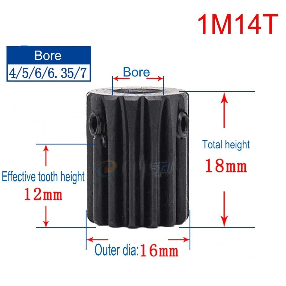 High Precision 1 Mod 10T-150T Spur Gear 45# Steel Pinion Gear With Step x 1Pcs