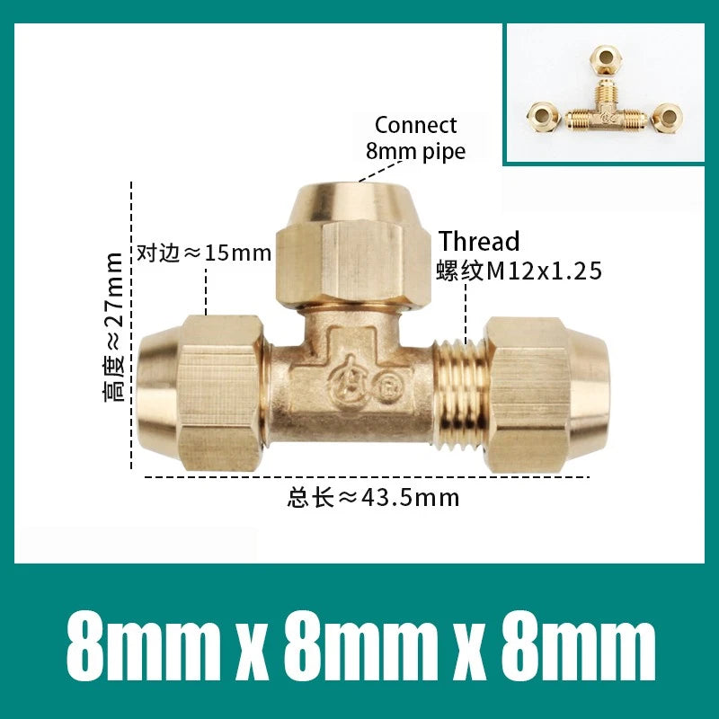 Brass Compression Tee Fitting — Male T-Piece Connector for Copper & Plastic Pipe