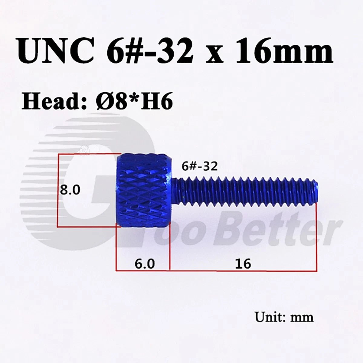 Knurled Thumb Screws UNC 6 - 32 — Aluminum Hand - Grip Knob Bolts, 10 Colors - HomeDIYer