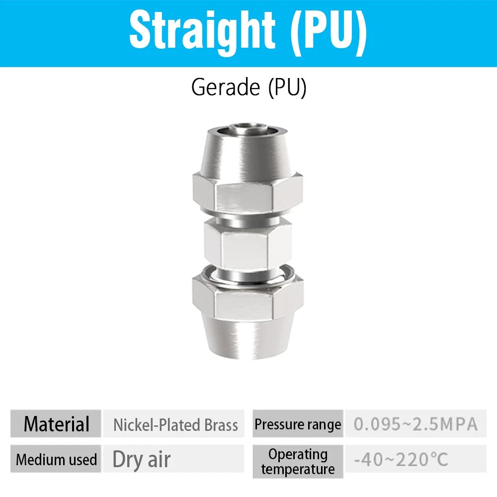 Pneumatic Push-to-Connect Fittings — Straight, Elbow, Tee, Cross & Threaded Types