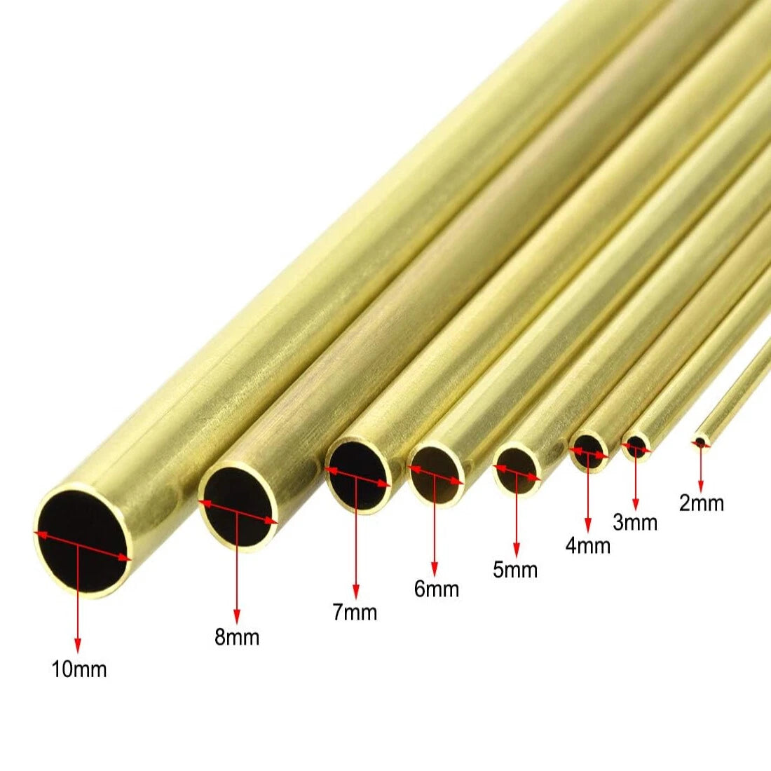 H65 Brass Round Tube — OD 0.5–40mm, Length 300mm (≈11.8"), DIY & Model Making