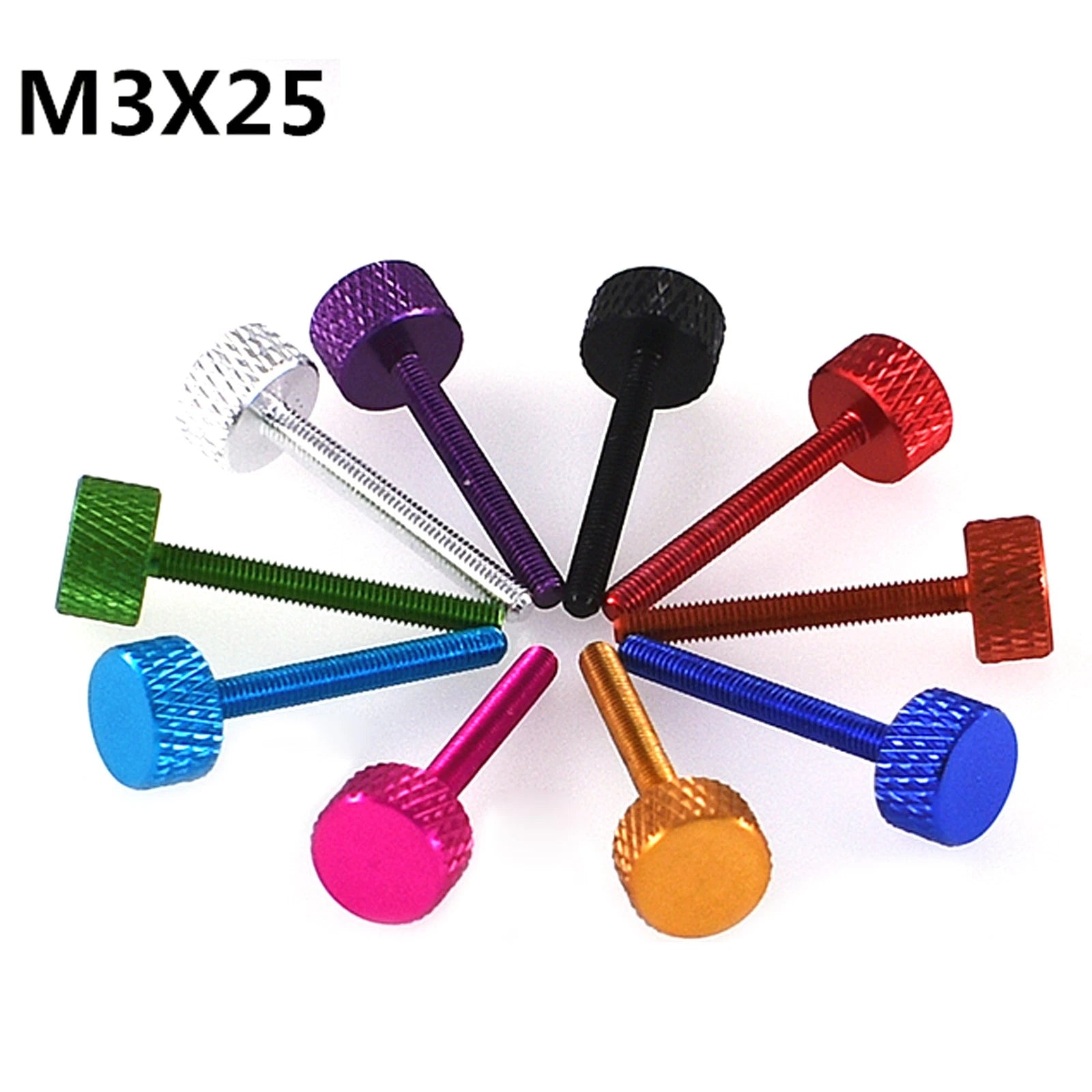 M3 Knurled Thumb Screws – Aluminum Alloy, Anodized Colors, M3×5mm to M3×50mm