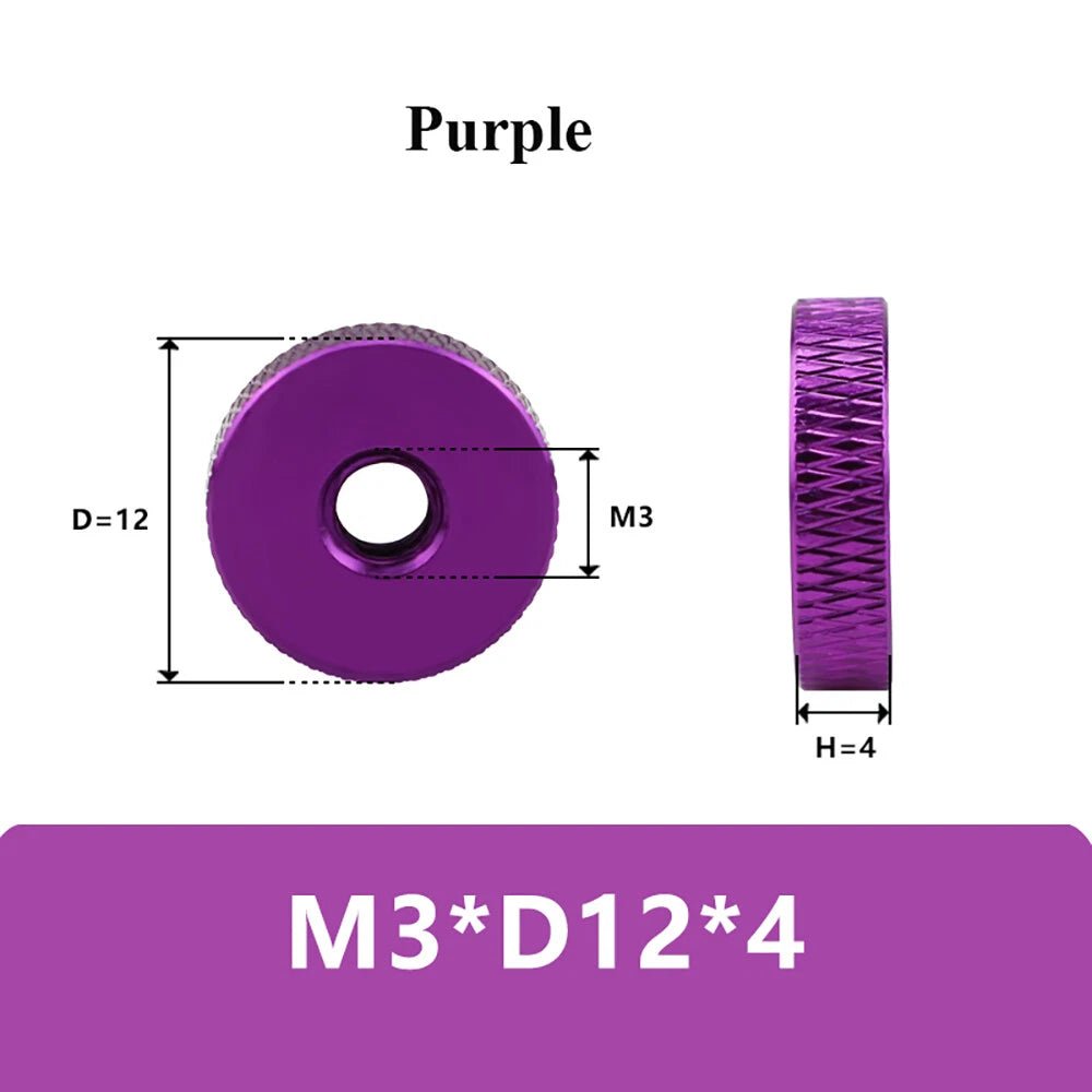 M3–M10 Aluminum Anodized Knurled Thumb Nuts – Flat Through Hole Hand Screws (5 Colors) - HomeDIYer