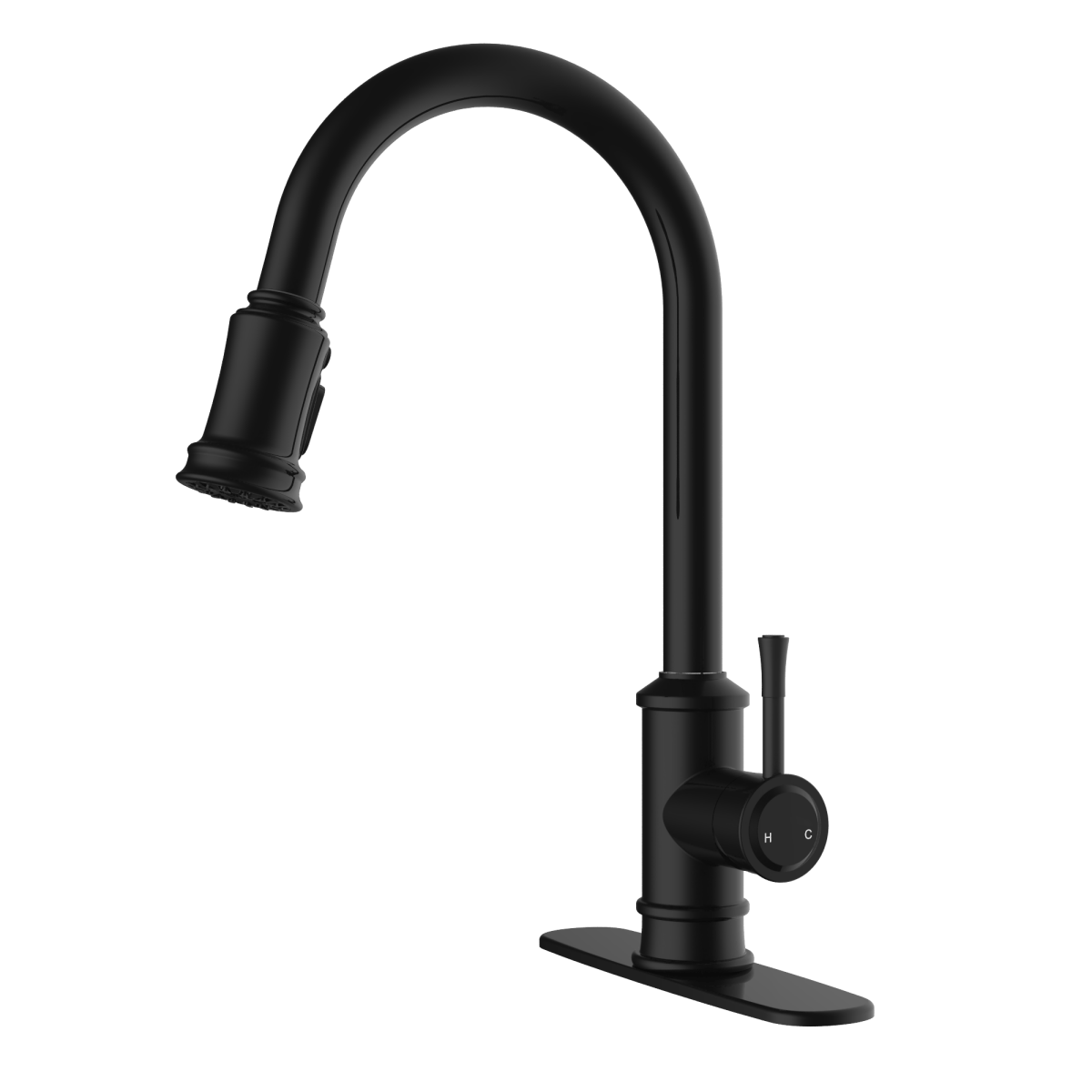 Kitchen Faucet - 3 Modes Pull Down Sprayer Kitchen Tap Faucet Head, Single Handle&Deck Plate for 1or3 Holes, 360° Rotation, Stainless Steel No Lead for RV Bar Home, Black - HomeDIYer