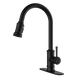 Kitchen Faucet- 3 Modes Pull Down Sprayer Kitchen Tap Faucet Head, Single Handle&Deck Plate for 1or3 Holes, 360° Rotation, Stainless Steel No Lead for RV Bar Home, Black