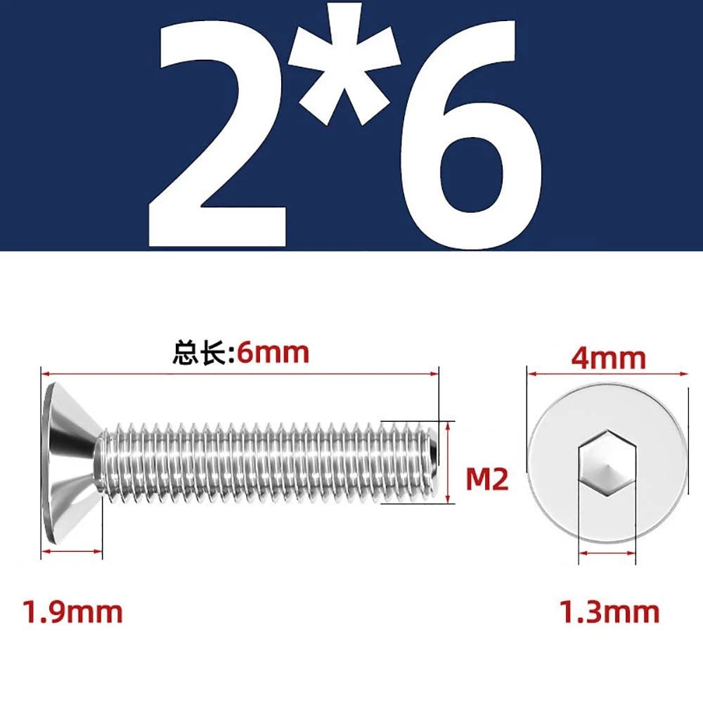 Countersunk Hex Socket Screws – A2 Stainless Steel, M2 to M16, DIN 7991, Fully Threaded
