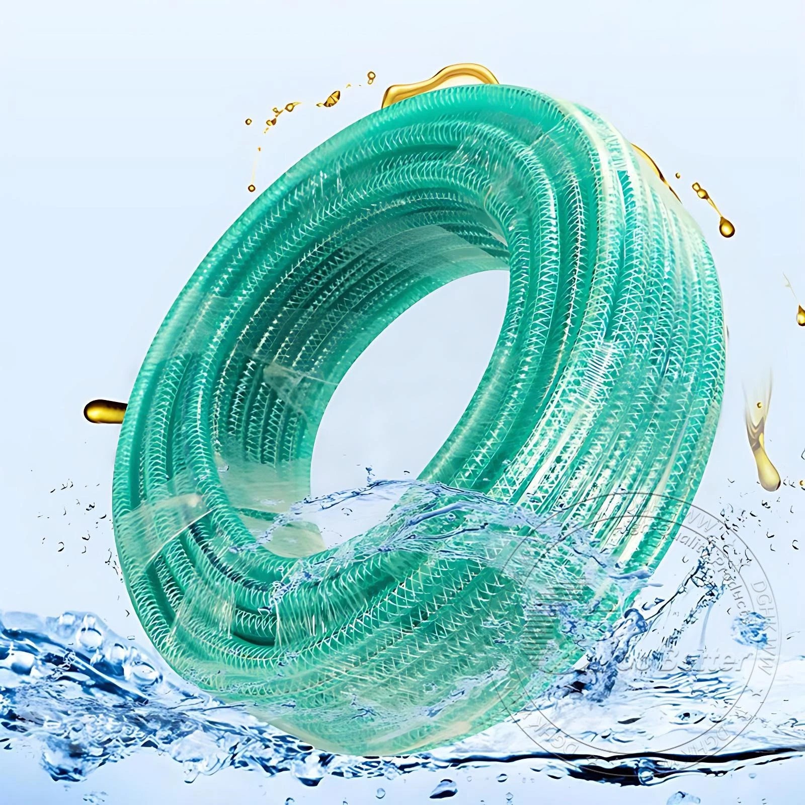 Braided Wire Reinforced Flexible PVC Hose Pipe — Water & Fuel Transfer, Green