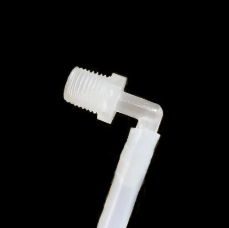 90° Elbow Hose Barb Fitting with External Thread — Plastic Tube Connector M5 to M12