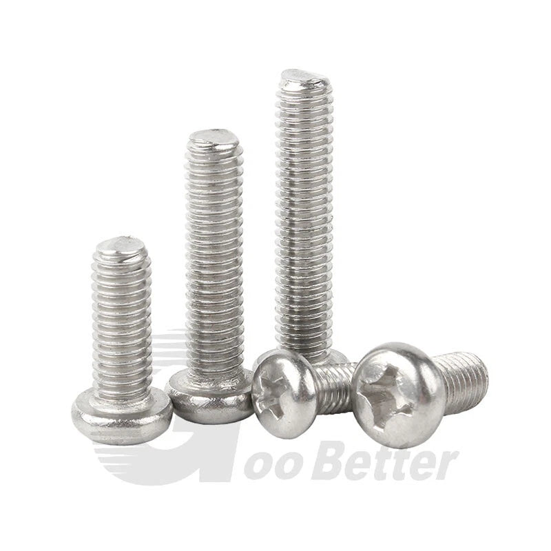 M4 M5 Pan Head Machine Screws — Phillips/Pozidrive, A4 Stainless Steel