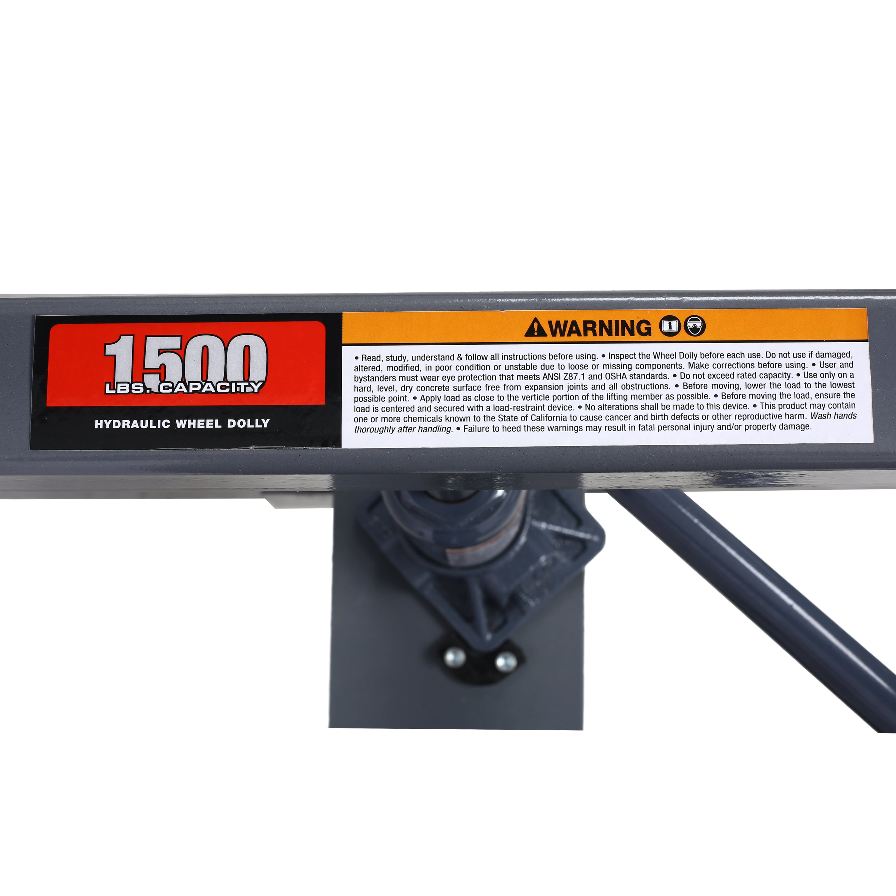 1,500 Lb. Capacity, Adjustable Height Dual Wheel Dolly for Large Trucks