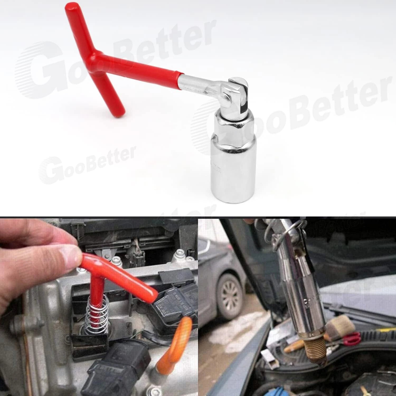 3PCS Spark Plug Removal Tool 16 21mm T-Handle Flexible Spanner Socket Wrench Set