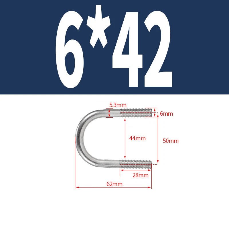 M6 Round Bend U - Bolt – A2 Stainless Steel, 14mm to 114mm, 1/3/5/10/15 Pack - HomeDIYer
