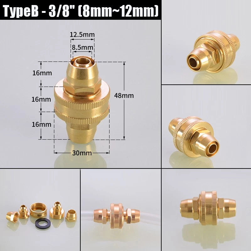 Water Stop Copper Quick Connect Hose Fitting — Male Thread Garden Tap Snap-On Connector