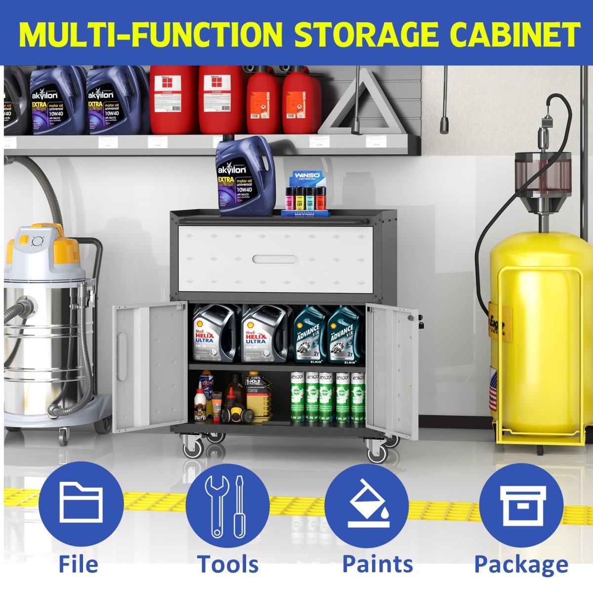 Heavy - Duty Tool Cabinet | Mobile Garage Storage System - HomeDIYer