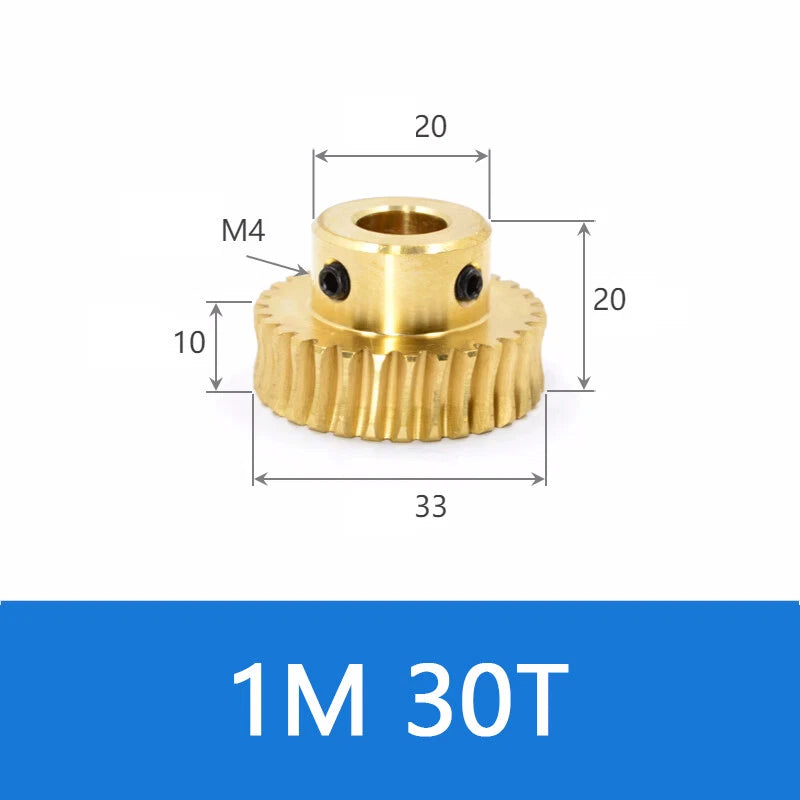 Brass Worm Wheel Gear 1/1.5 Modulus Transmission Gear Worm Rod Worm Gear Shaft