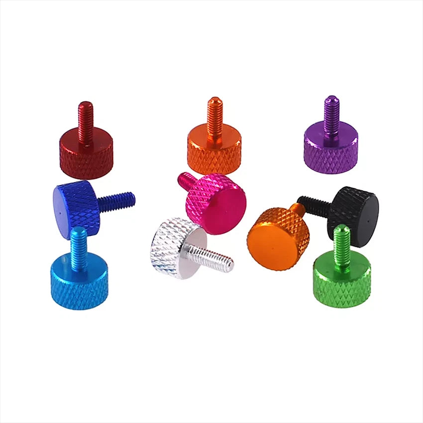M3 Coloured Aluminum Knurled Thumb Screws – Flat Head Hand Grip Bolts