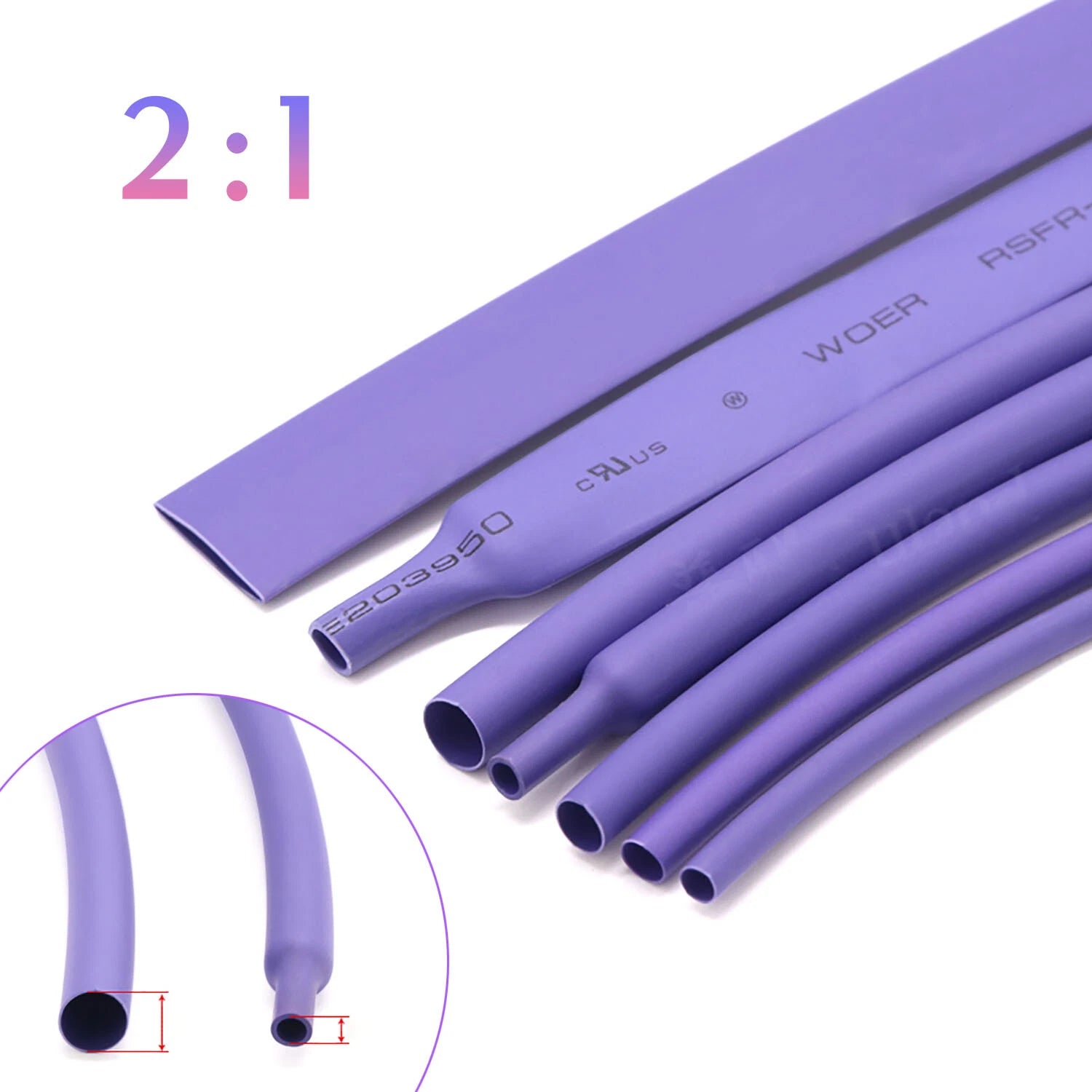 2:1 Heat Shrink Tubing – Electrical Wire Insulation Sleeve, 5 Colors